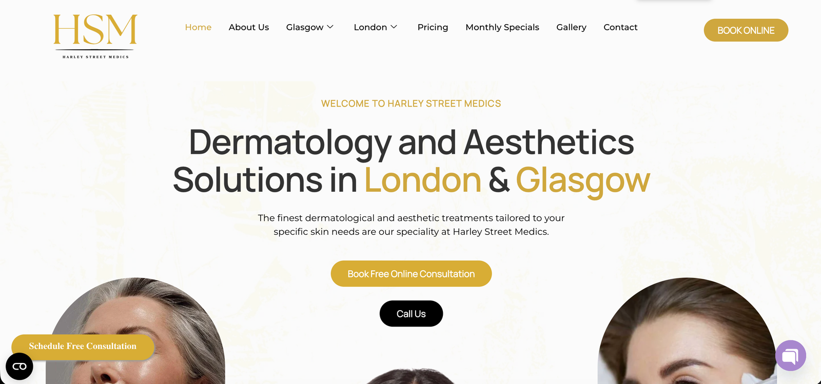 Harley Street Medics healthcare website